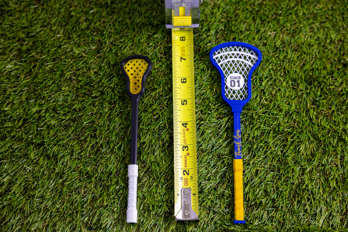 Mini Lacrosse Decorative Stick: White Basket/ Black Stick/ Yellow Wrap
