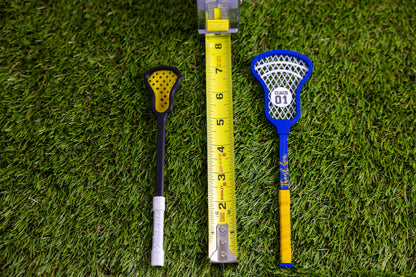 Mini Lacrosse Decorative Stick:  White Basket/ Black Stick/ Yellow Wrap